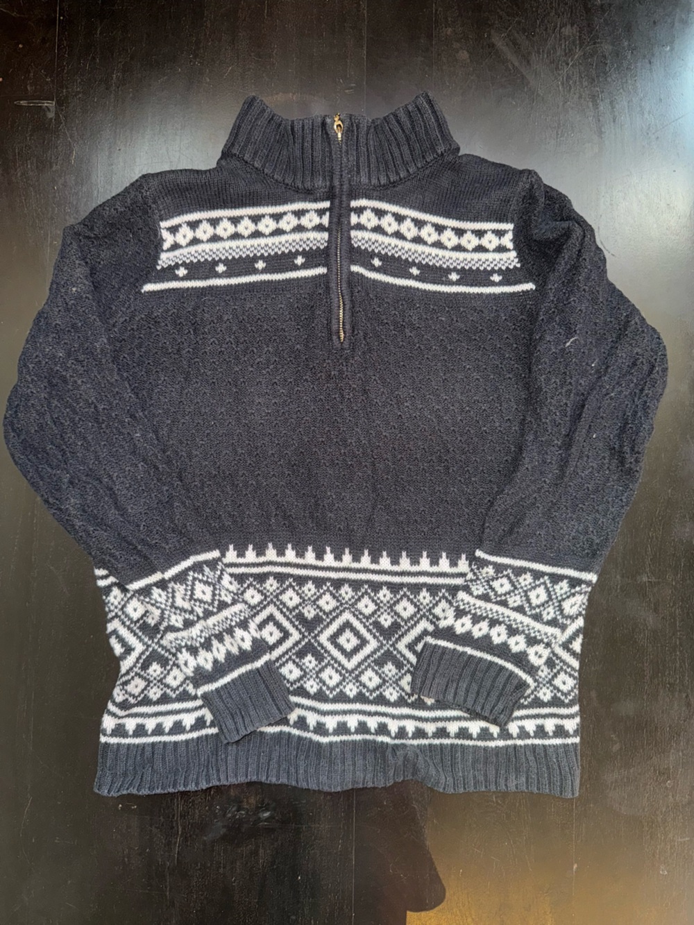 Men's Navy Fair Isle Half-Zip Sweater